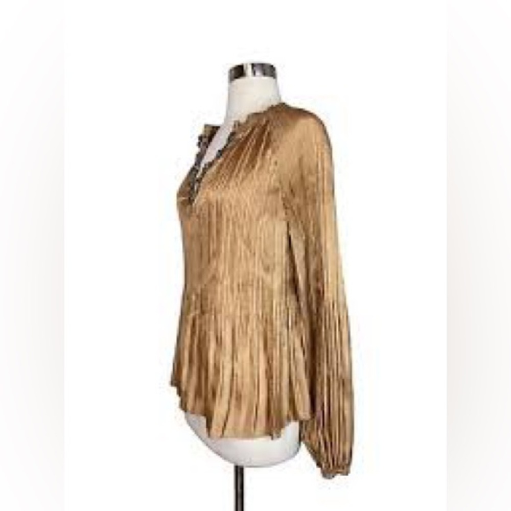 Size S- Current Air gold pleated blouse